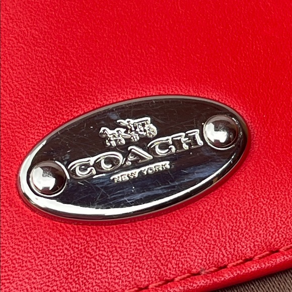 Coach Red Orange and Brown Signature Wallet - Picture 2 of 11